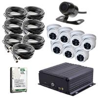 Комплект видеонаблюдения на транспорт с 1 SD картой на 7 камер ВизорМонитор(Онлайн)